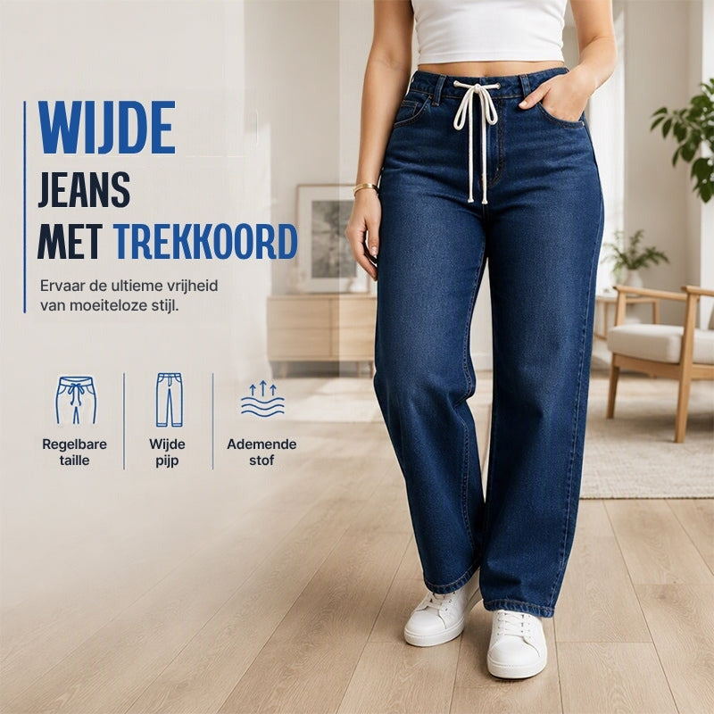 Noor wijde jeans met trekkoord - regelbare taille, wijde pijp, ademende stof