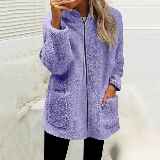 Stien - Gilet en maille femme à col montant zippé et boutons décoratifs