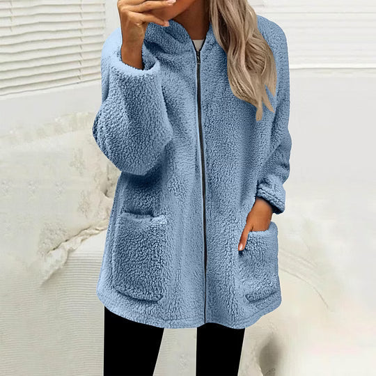 Stien - Gilet en maille femme à col montant zippé et boutons décoratifs