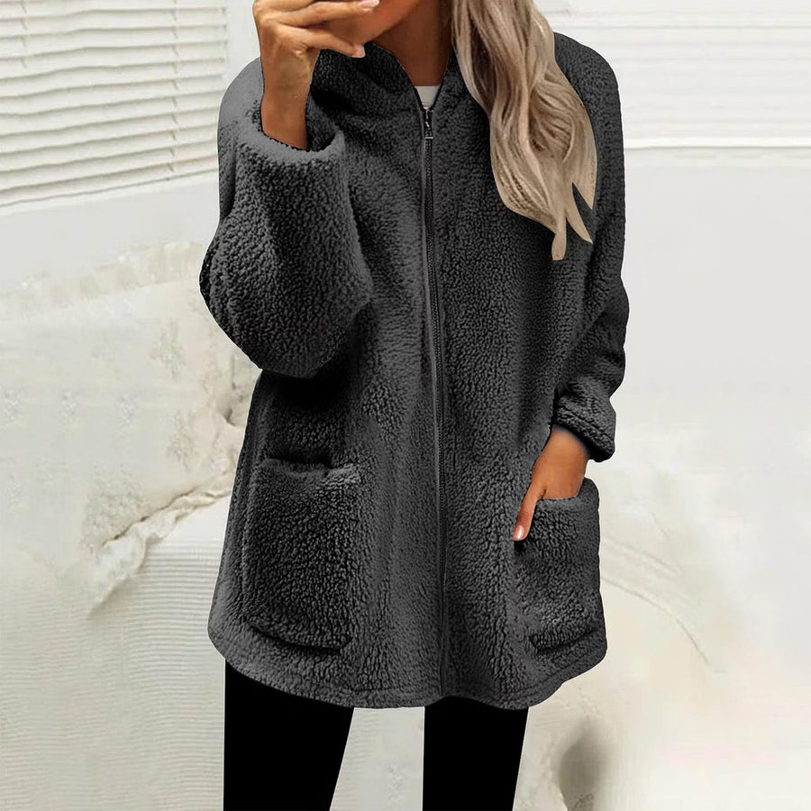 Stien - Gilet en maille femme à col montant zippé et boutons décoratifs
