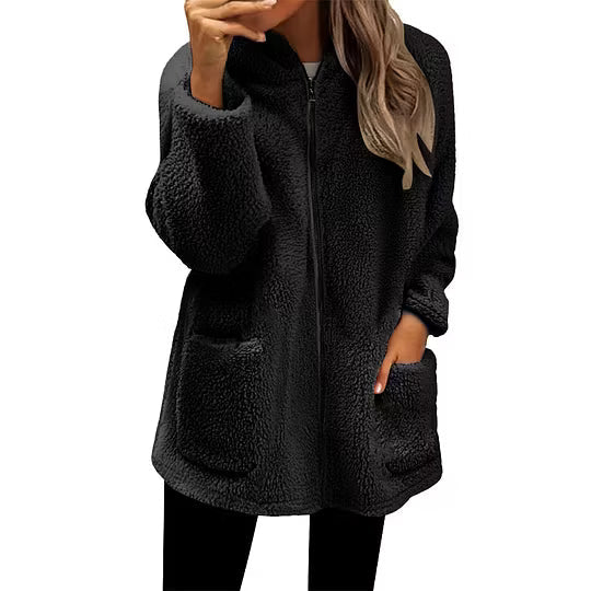 Stien - Gilet en maille femme à col montant zippé et boutons décoratifs