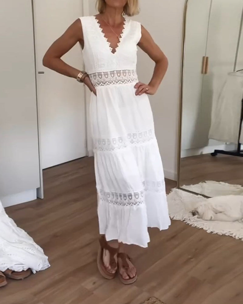 Mirna - Robe débardeur en dentelle avec décolleté en V