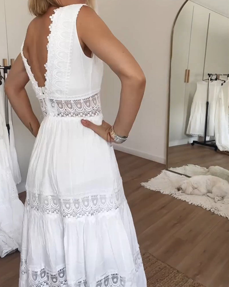 Mirna - Robe débardeur en dentelle avec décolleté en V