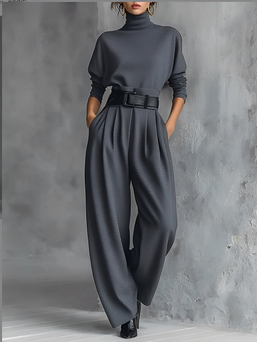 Neravirae - Ensemble Col Roulé & Pantalon Droit Élégant
