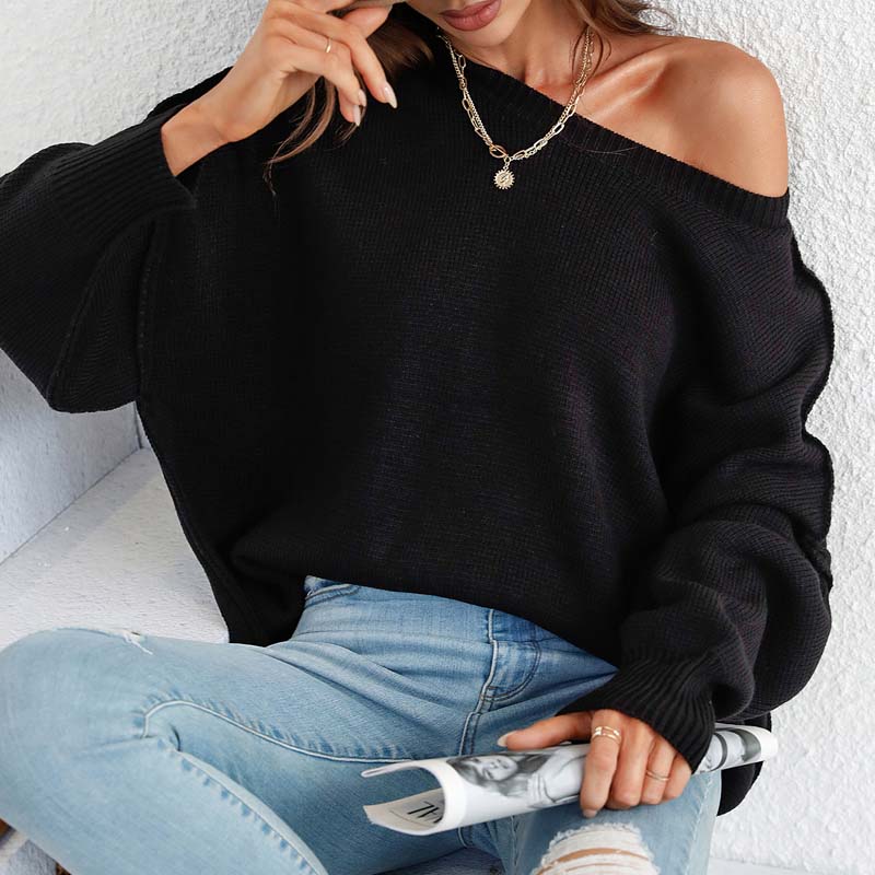 Casual Gebreide Trui In Effen Kleur
