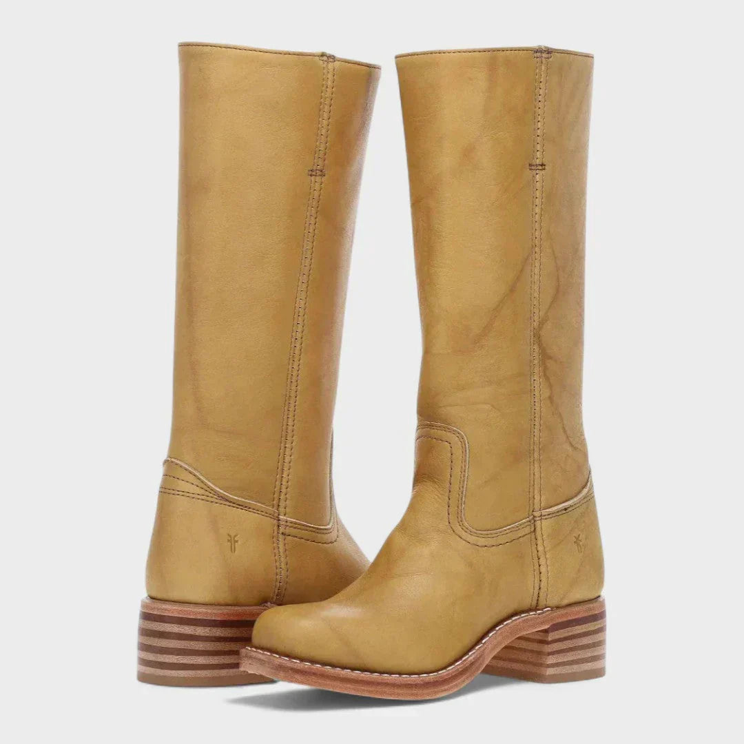 Marivellea - Bottes en Cuir Rétro pour Femme