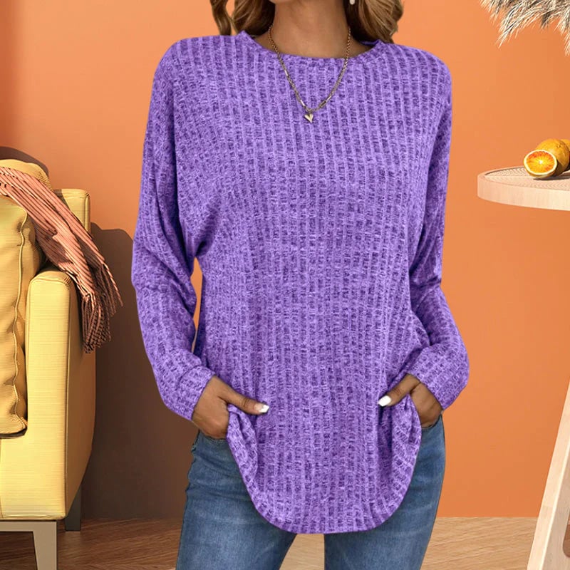 Jolene - Pull long à manches longues décontracté pour femme