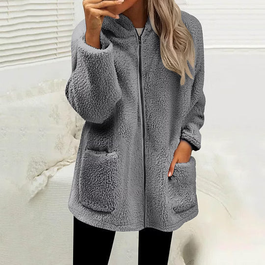 Stien - Gilet en maille femme à col montant zippé et boutons décoratifs