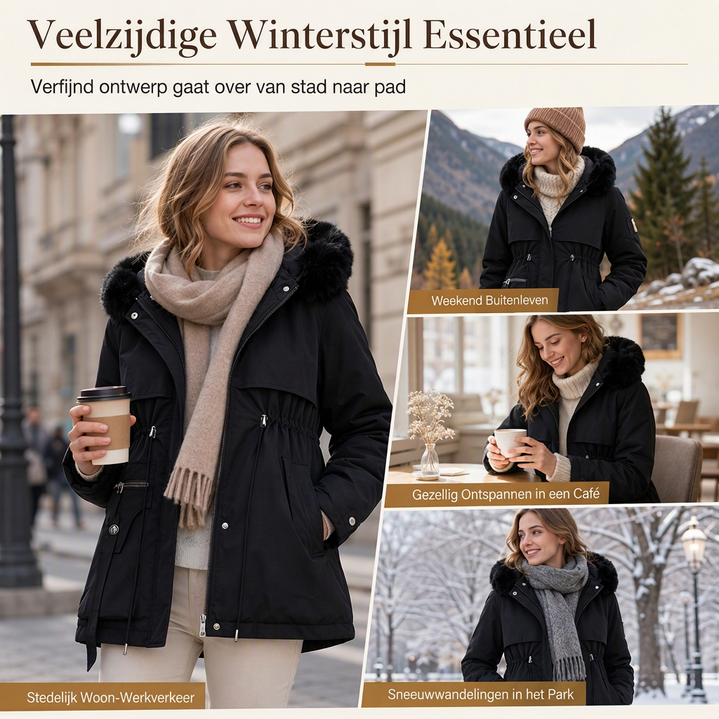 Isa - Gewatteerde Parka met Imitatiebont